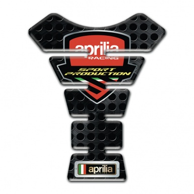 Aprilia Tank Guard Pads Perforated Black Base Racing Logo Style 