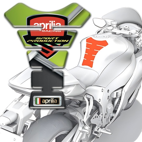 Aprilia Tank Protector Green Black Print Sport Production Logo Style