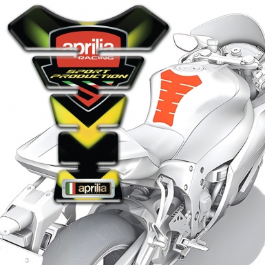 Aprilia Tank Pad Protector Base with V Shape Green Yellow Decoration 
