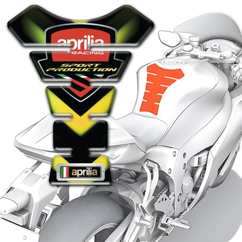 Aprilia Tank Pad Protector Base with V Shape Green Yellow Decoration 