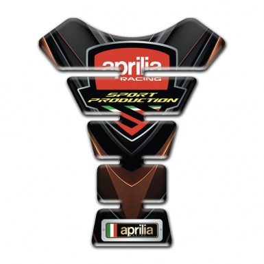 Aprilia Tank Pad Protector Black Brown Design with Sport Production Logo 