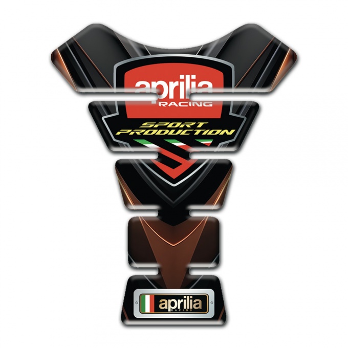 Aprilia Tank Pad Protector Black Brown Design with Sport Production Logo 