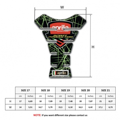Aprilia Tank Protector Green Spider Web Base and Sport Production Logo 