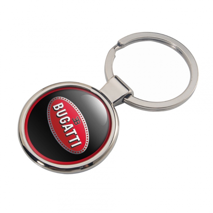 Bugatti Metal Key Ring Black Red Circle Logo Classic