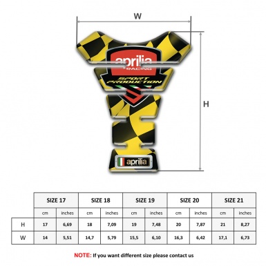 Aprilia Tank Fuse Black Yellow Squares base Racing Logo 