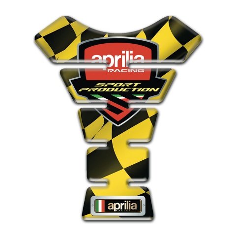 Aprilia Tank Fuse Black Yellow Squares base Racing Logo 