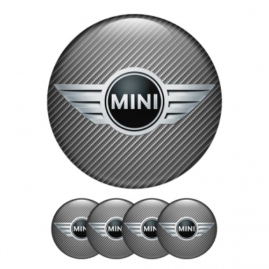 Mini Cooper Wheel Center Cap Domed Stickers Carbon Style