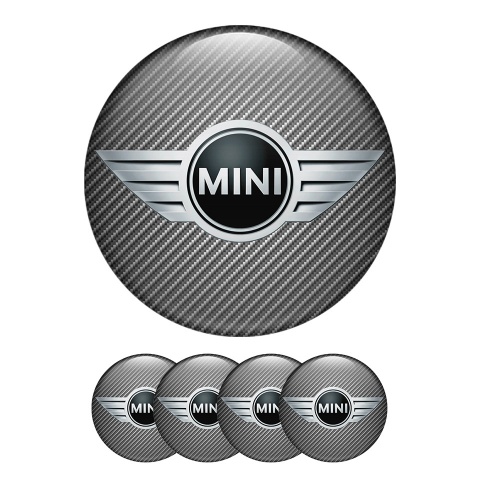 Mini Cooper Wheel Center Cap Domed Stickers Carbon Style