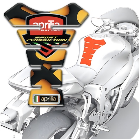 Aprilia Tank Pad Motorbike Yellow Black Print Style 