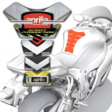 Aprilia Tank Fuse Silver Yellow Decoration Racing Logo Style 