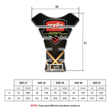 Aprilia Tank Pad Protector Model with Crossed Orange Lights 