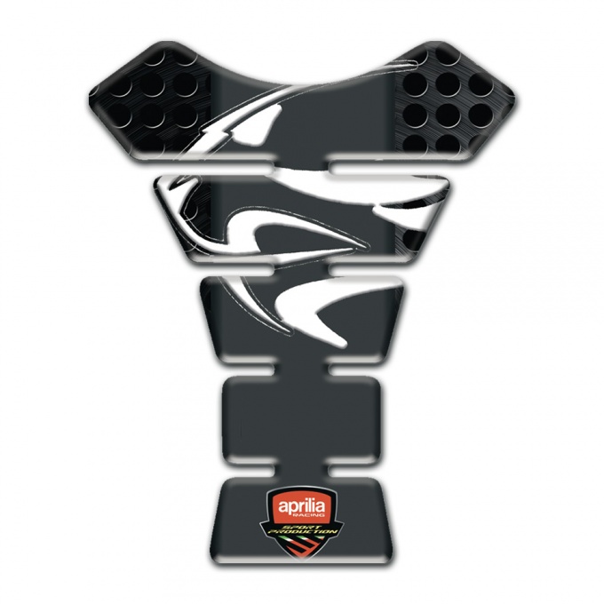Aprilia Tank Guard Pads Black Perforated Base and Tiger Head Logo 