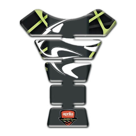 Aprilia Tank Protector Black with Green Lines base White Logo Style 
