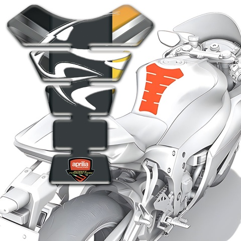 Aprilia Tank Guard Pads Gray Yellow Background Details 