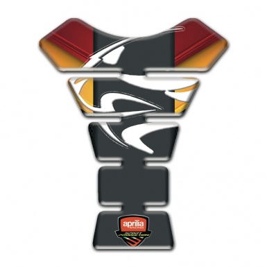 Aprilia Tank Pad Motorbike Yellow Red background Graphite Logo Panel 