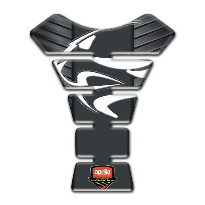 Aprilia Tank Pad Motorbike Rubber Effect Background White Logo