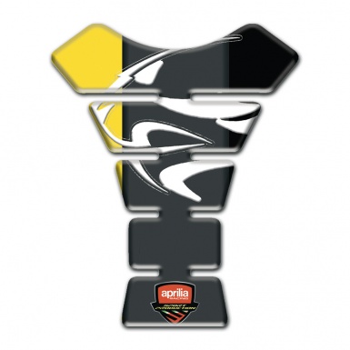 Aprilia Tank Pad Motorbike Black Yellow halves Background Tiger Head Logo 