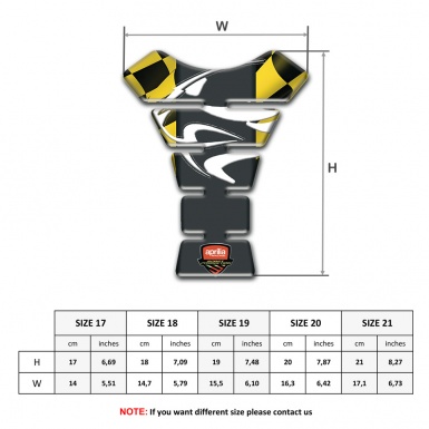 Aprilia Tank Guard Pads Black Yellow Squares background 