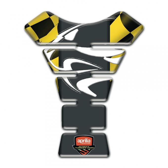 Aprilia Tank Guard Pads Black Yellow Squares background 