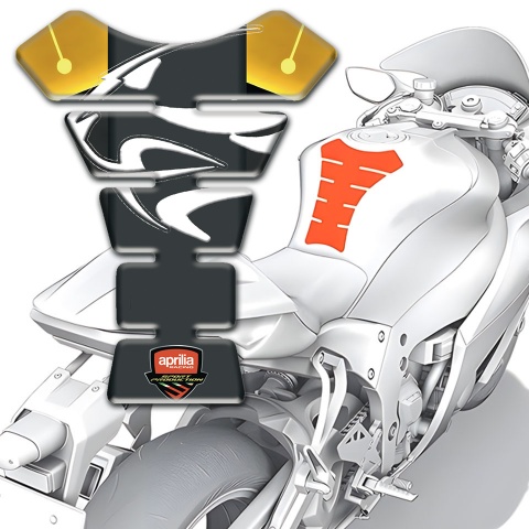 Aprilia Tank Fuse Yellow Motive Base and Graphite Panel Logo 