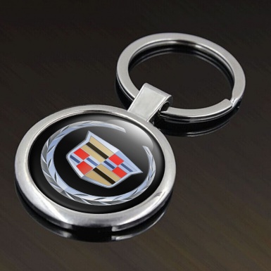 Cadillac Key Fob Metal Black Silver Laurel Color Logo Design