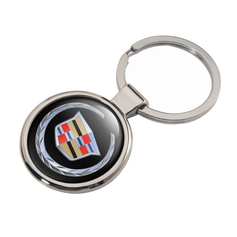 Cadillac Key Fob Metal Black Silver Laurel Color Logo Design