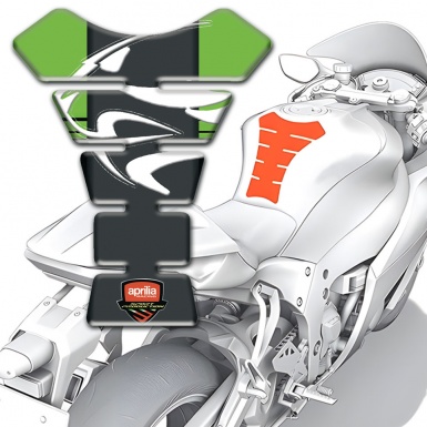 Aprilia Tank Pad Motorbike Green Base with Graphit Panel and White Logo 