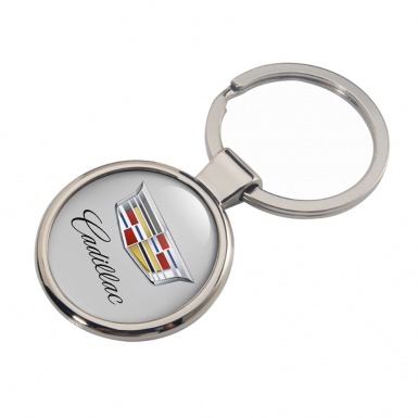 Cadillac Keychain Metal Light Grey Color Logo Edition