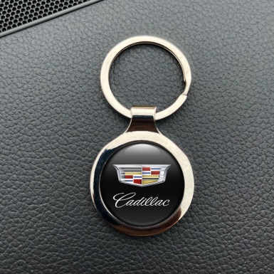 Cadillac Schlusselanhanger aus Metall Schwarz Basis mit Klassisch Logo