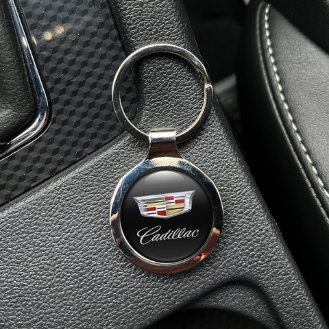 Cadillac Schlusselanhanger aus Metall Schwarz Basis mit Klassisch Logo