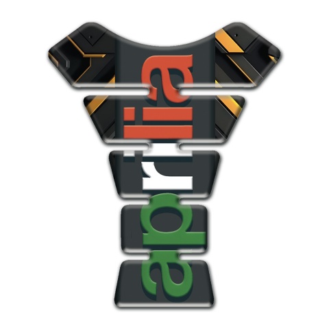Aprilia Tank Pad Motorbike Black Yellow Base Colorful Logo 