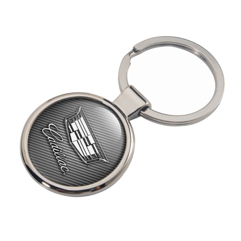 Cadillac Keychain Metal Light Carbon Classic White Logo Edition