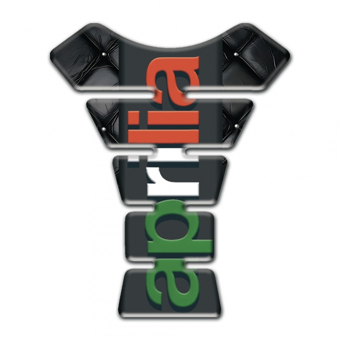Aprilia Tank Pad Protector Black Leather effect base Colorful Logo 