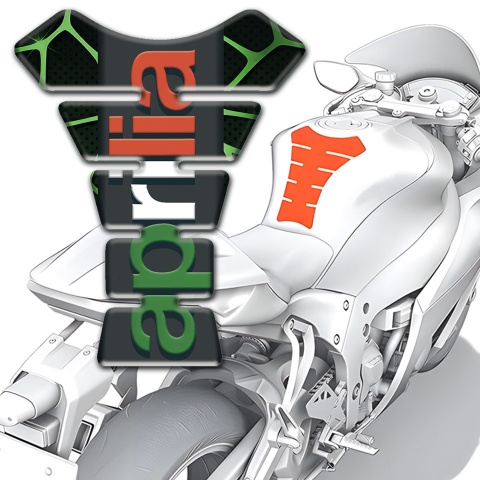 Aprilia Tank Guard Pads Black with Green Patterns Base Colorful Logo 
