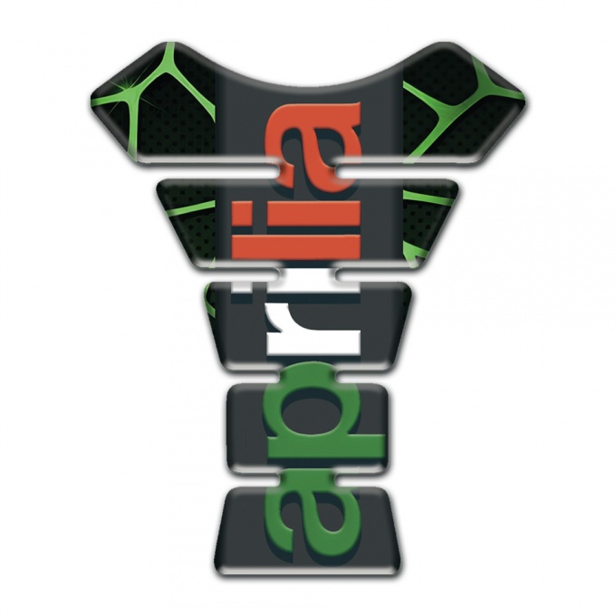 Aprilia Tank Guard Pads Black with Green Patterns Base Colorful Logo 