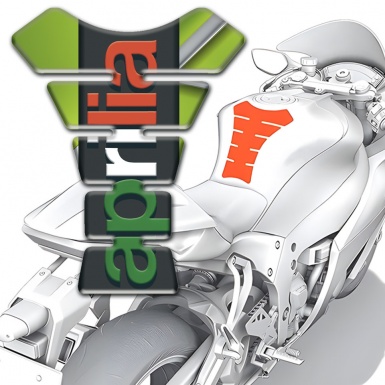 Aprilia Tank Pad Motorbike Green Background Colorful Vertical logo 