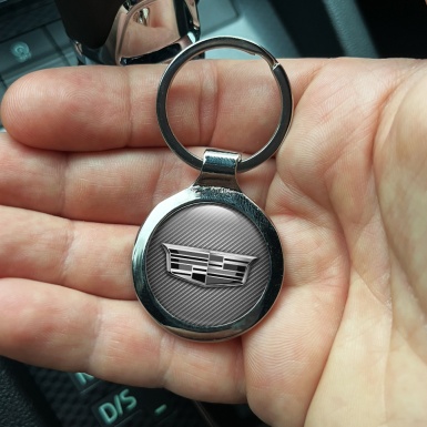 Cadillac Metal Key Ring Light Carbon Silver Logo Edition