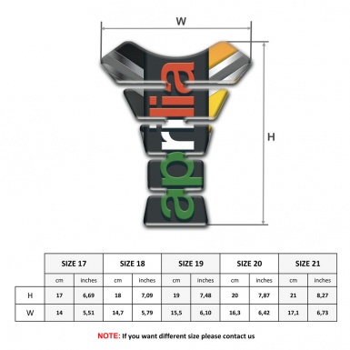 Aprilia Tank Pad Protector Silicone Sticker with Vertical Logo Style 