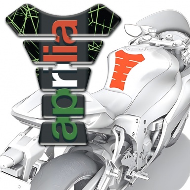 Aprilia Tank Guard Pads Green Spider Web Base Colorful logo 