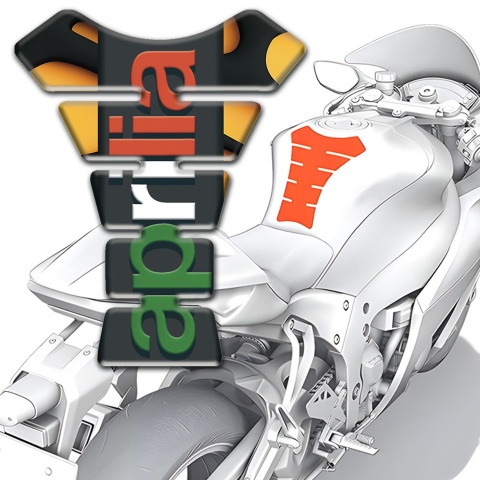 Aprilia  Tank Guard Pads Orange Motive Vertical Logo style 