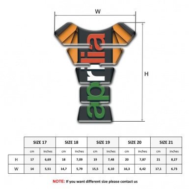 Aprilia Tank Fuse Orange Parts base Colorful Logo 