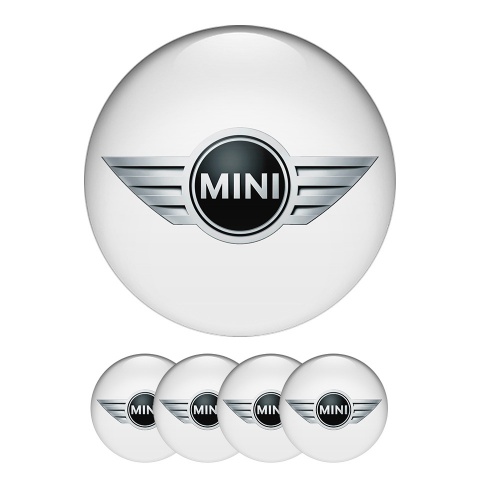 Mini Cooper Domed Stickers Wheel Center Cap White Background