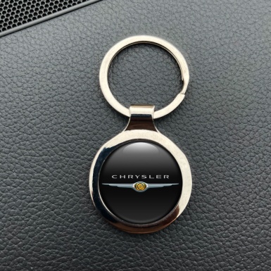 Chrysler Metal Key Ring Black Silver Yellow Logo Edition