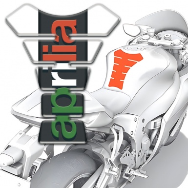 Aprilia Tank Guard Pads White Base Graphite Panel with Colorful Logo 
