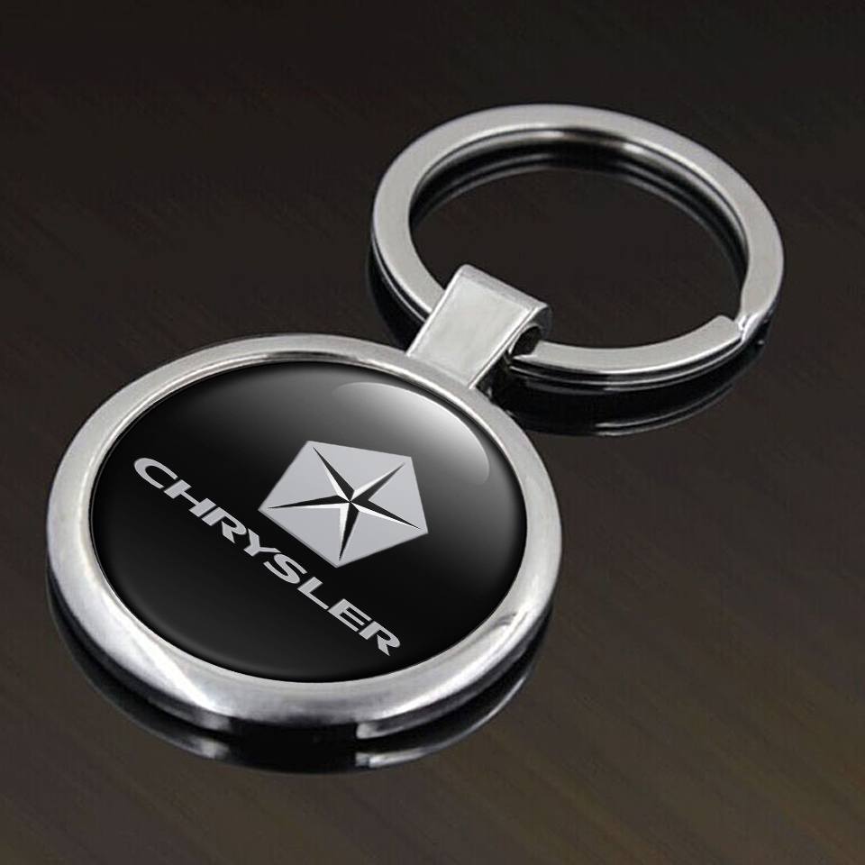 Chrysler Key Fob Metal Black Light Grey Penta Logo Design | Keychains ...