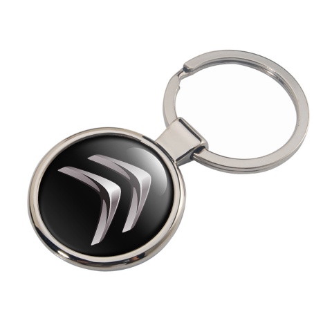 Citroen Keychain Metal Black Light Chrome Logo Edition