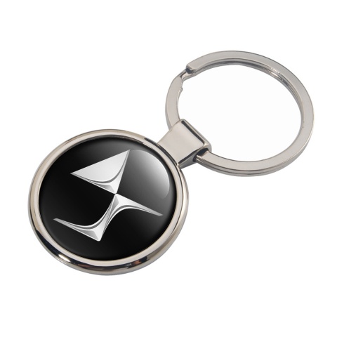 Citroen DS Metal Key Ring Black Chrome Logo Edition
