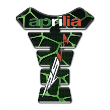Aprilia Tank Guard Pads Black with Green Patterns and RSV4 Logo 