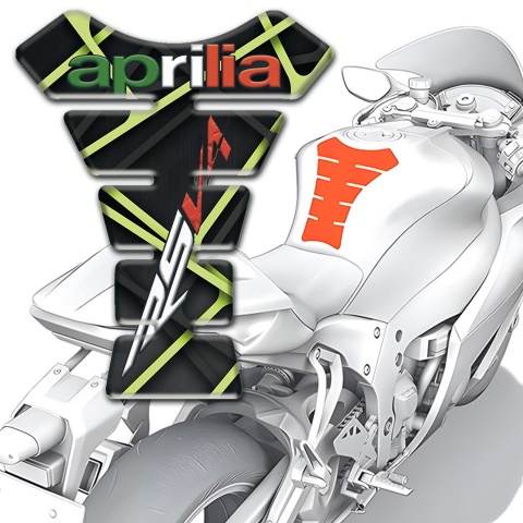 Aprilia Tank Protector Black with Green Lines Decoration RSV4 Style 