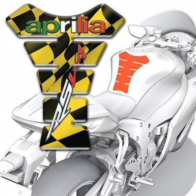 Aprilia Tank Pad Motorbike Yellow Black Flag Design RSV4 logo 